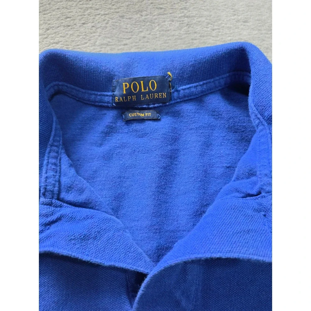Polo Ralph Lauren Mens‎ Custom Fit Polo Shirt Royal Blue Lime Green Pony XL
